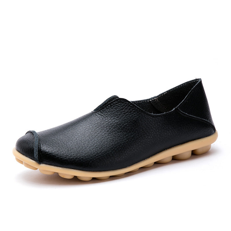 Woman Casual Flat Heel Cow Tendon Low Top Closed Toe Slip On Comfortable Work Shoes