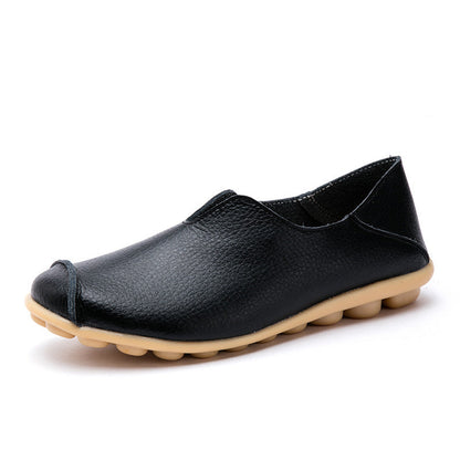 Woman Casual Flat Heel Cow Tendon Low Top Closed Toe Slip On Comfortable Work Shoes