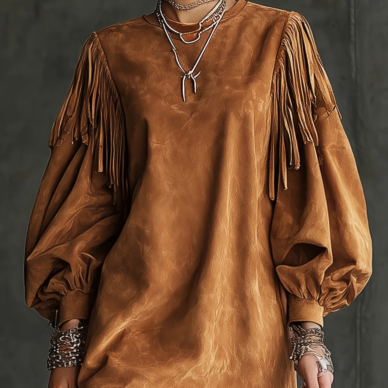 Bohemian Maxi Dress with Flared Sleeves