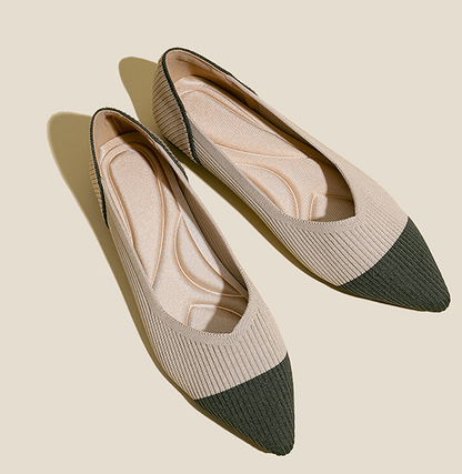 Comfortable Classy Knit Cap Toe Flats-Apricot green
