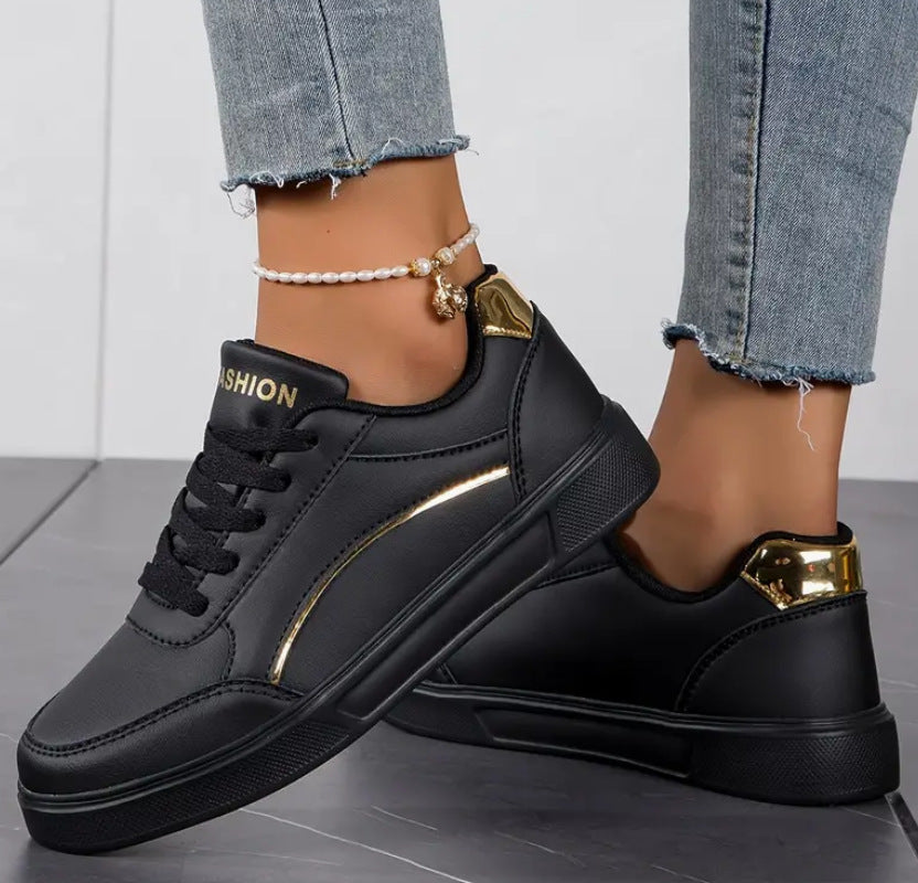 Orthopedic PU Leather Accent Sneakers