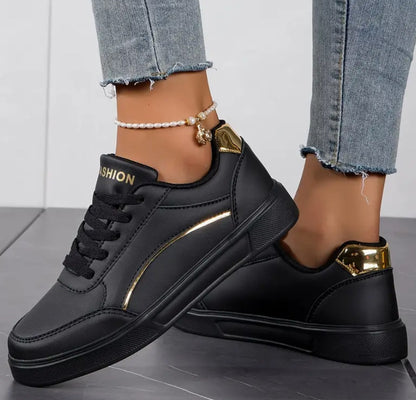 Orthopedic PU Leather Accent Sneakers