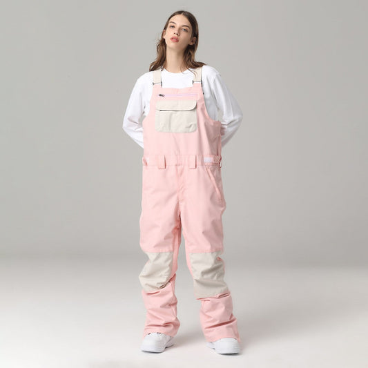 Unisex Windproof Contrast Color Ski Bib Pants