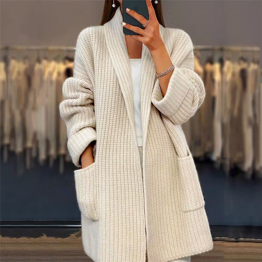 Soft Ladies Cable Knit Sweater Cardigan - OutfitLondon