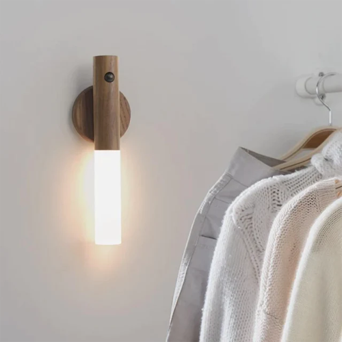 Rotatable Wooden LED Wall Lamp - Magnetic Detachable & Stepless Dimming Rechargeable Wall Light