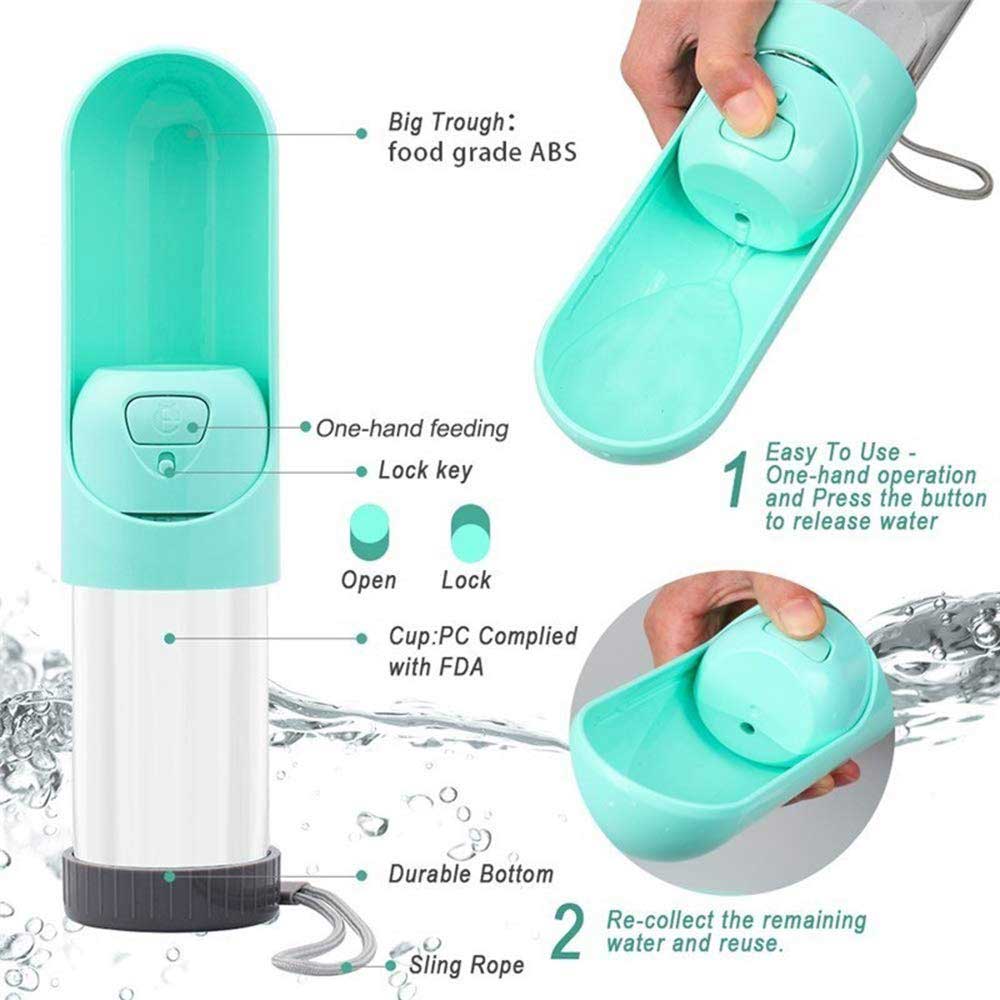 Portable Dog Water Bottle 300ml Drinking Bowl