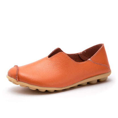Woman Casual Flat Heel Cow Tendon Low Top Closed Toe Slip On Comfortable Work Shoes