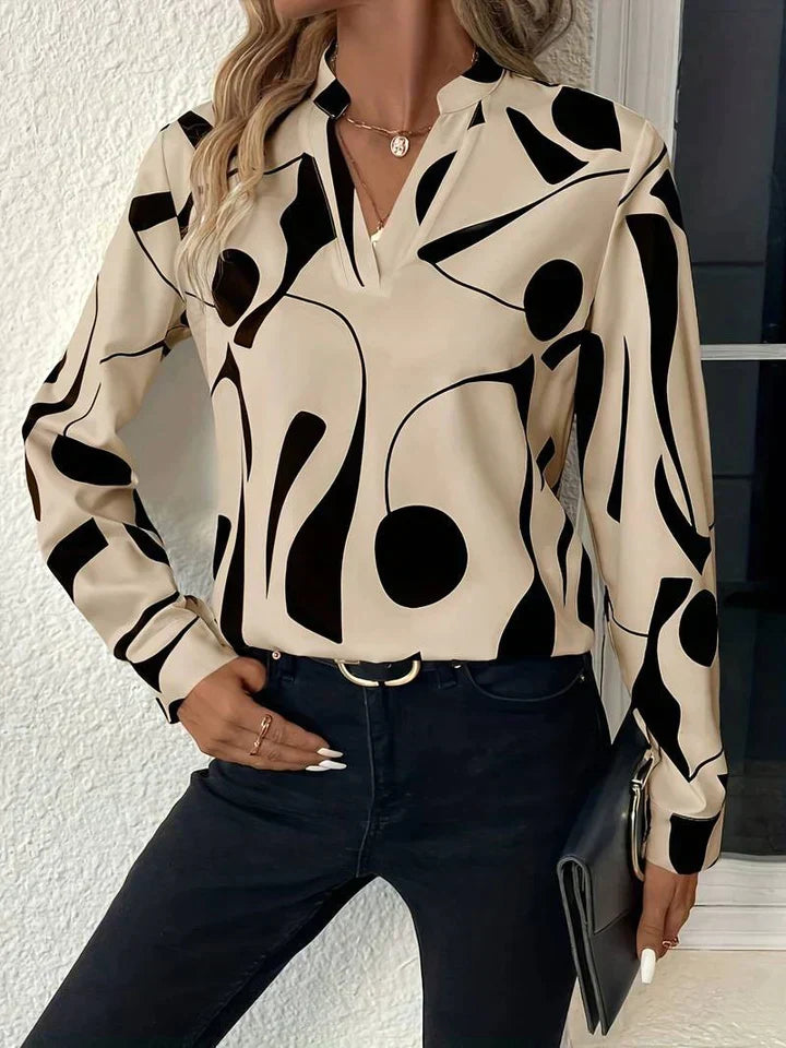 Fashionable Women's Graphic Long Sleeve Shirt - OutfitLondon