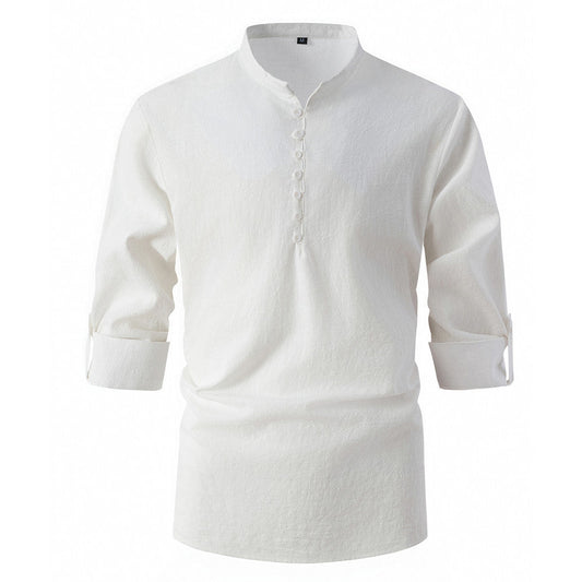 Men's Casual Slim Cotton Stand Collar Shirt