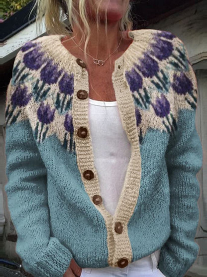 Women's Floral Knit Sweater