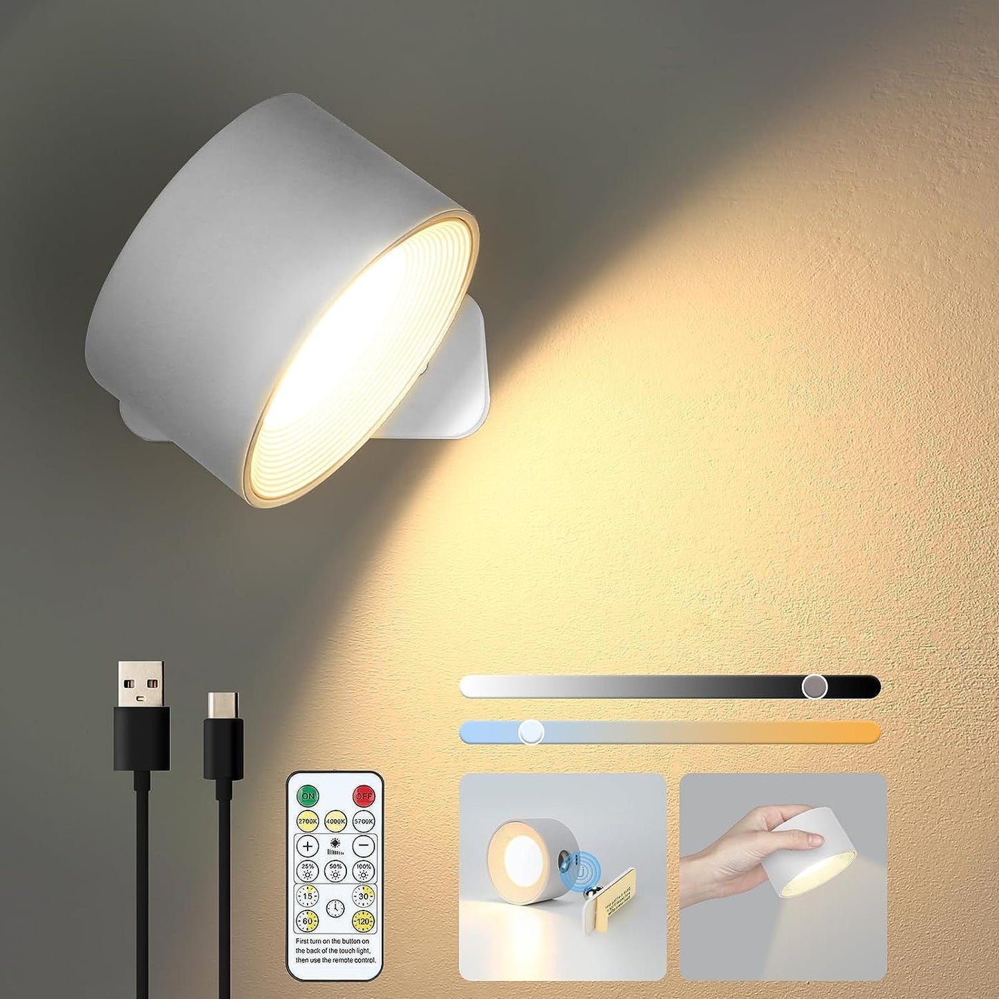 Cordless Wall Lamp - Battery Operated Light - Rechargeable Wall Light - Ambilume