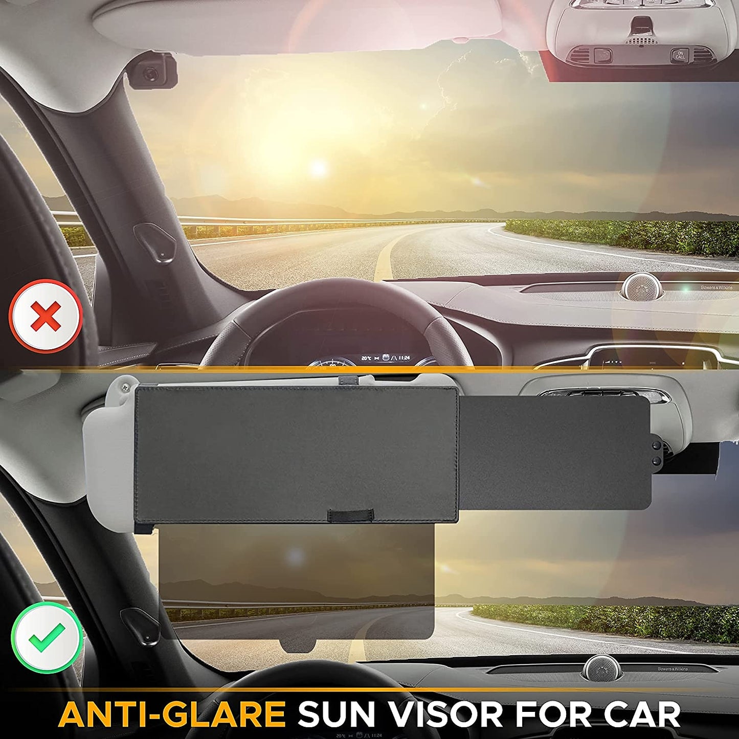 Polarized Sun Visor Extender for Car – Anti-Glare Windshield Sunshade