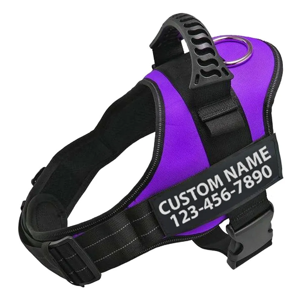 Personalised Dog Harness Strong No Pull Premium Custom Name Reflective Vest
