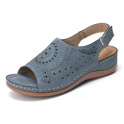 Hollow Out Slingback Wedge Sandals