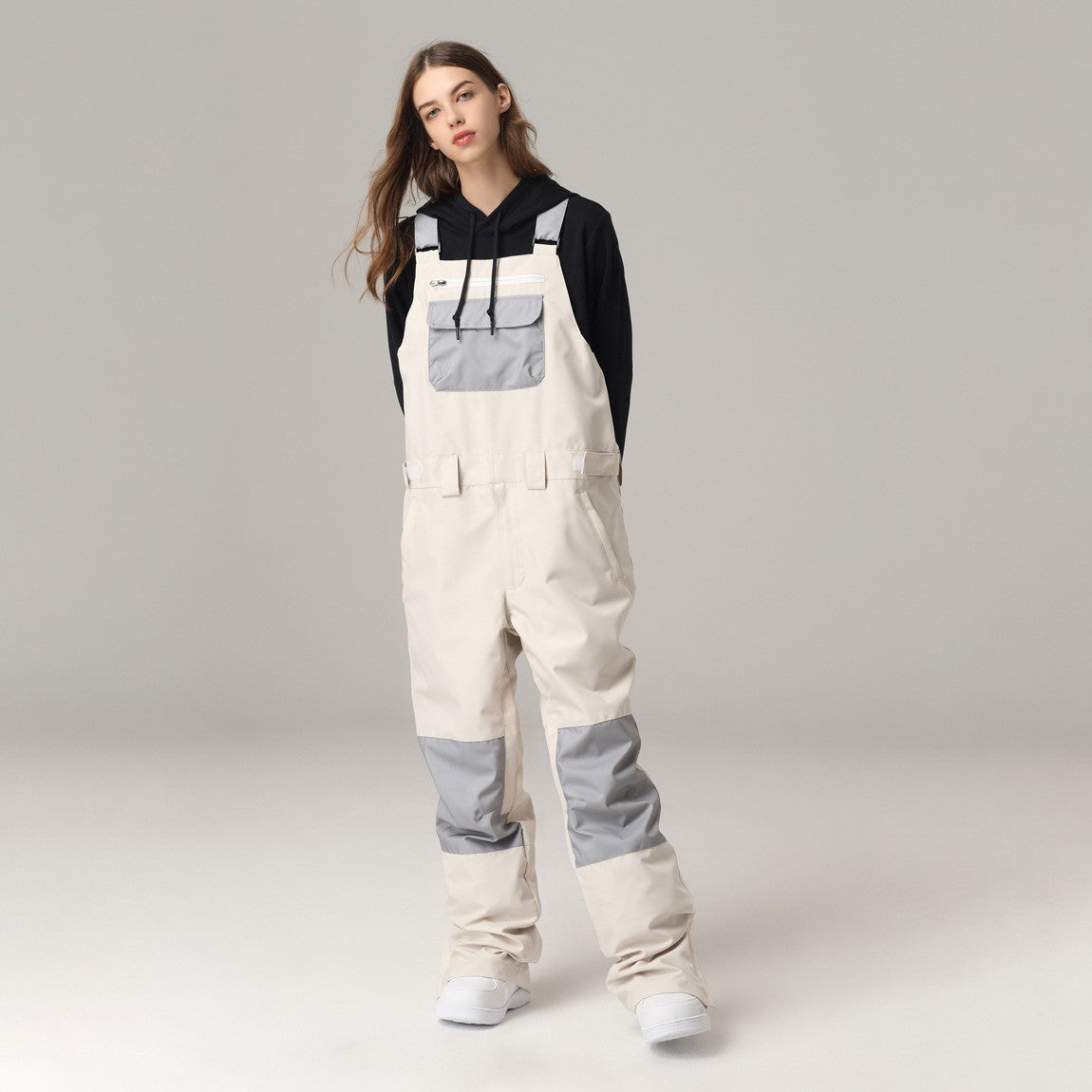 Unisex Windproof Contrast Color Ski Bib Pants