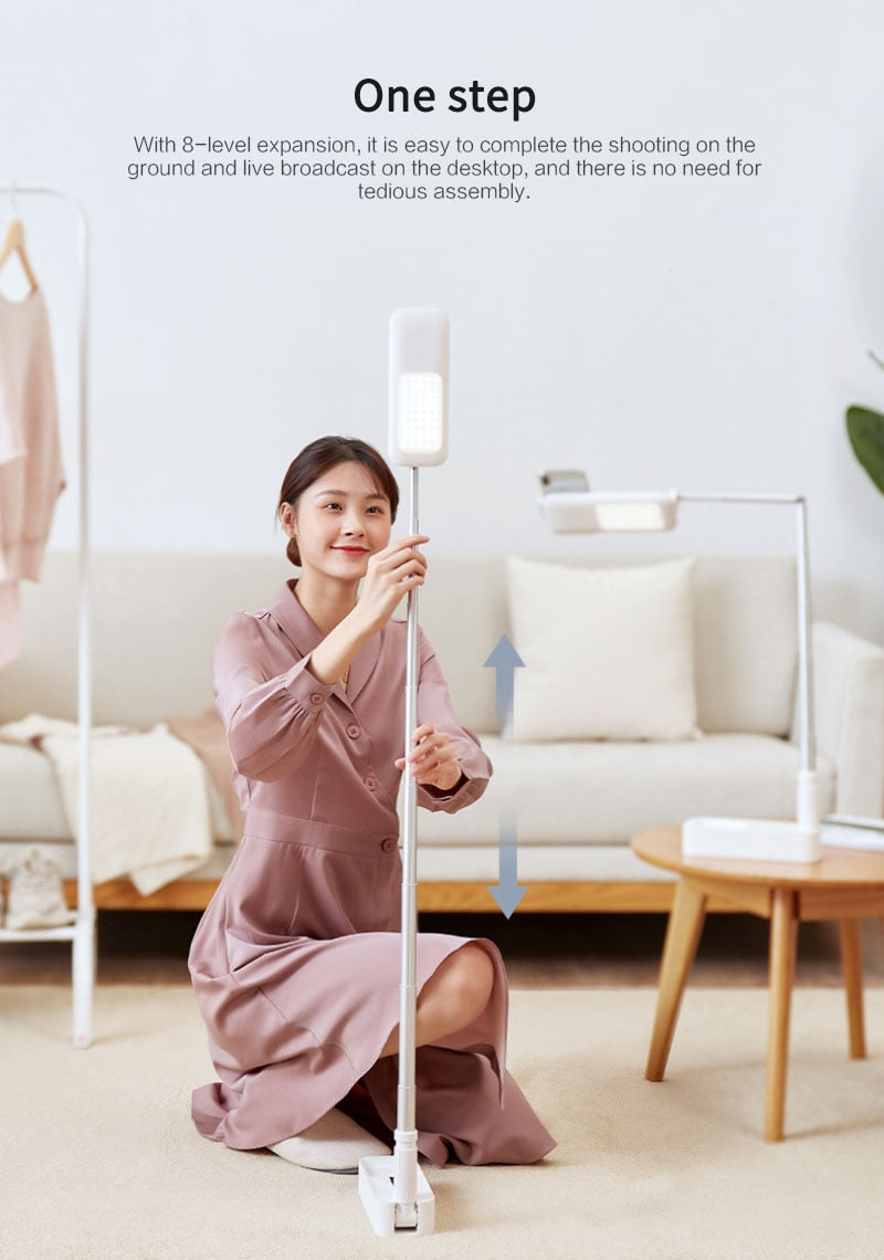 Portable Phone Holder Stand With Wireless Dimmable LED Selfie Fill Light Lamp For Live Video Fill Light Retractable Pho