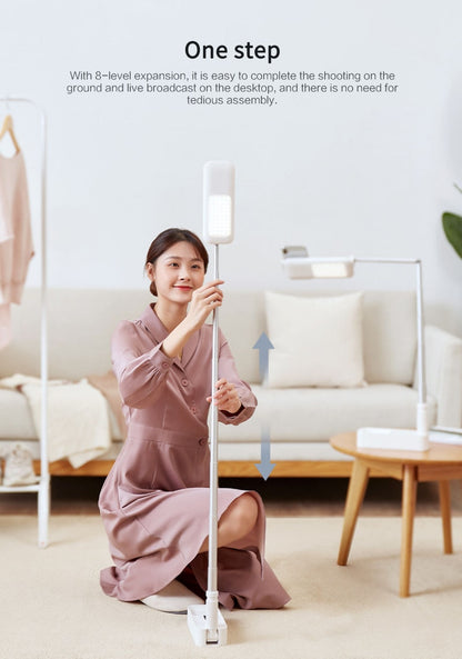 Portable Phone Holder Stand With Wireless Dimmable LED Selfie Fill Light Lamp For Live Video Fill Light Retractable Pho