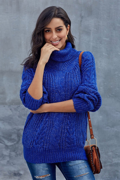 Cozy Braided Turtleneck Sweater for Women