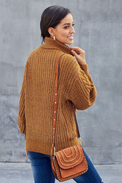 Cozy Braided Turtleneck Sweater for Women