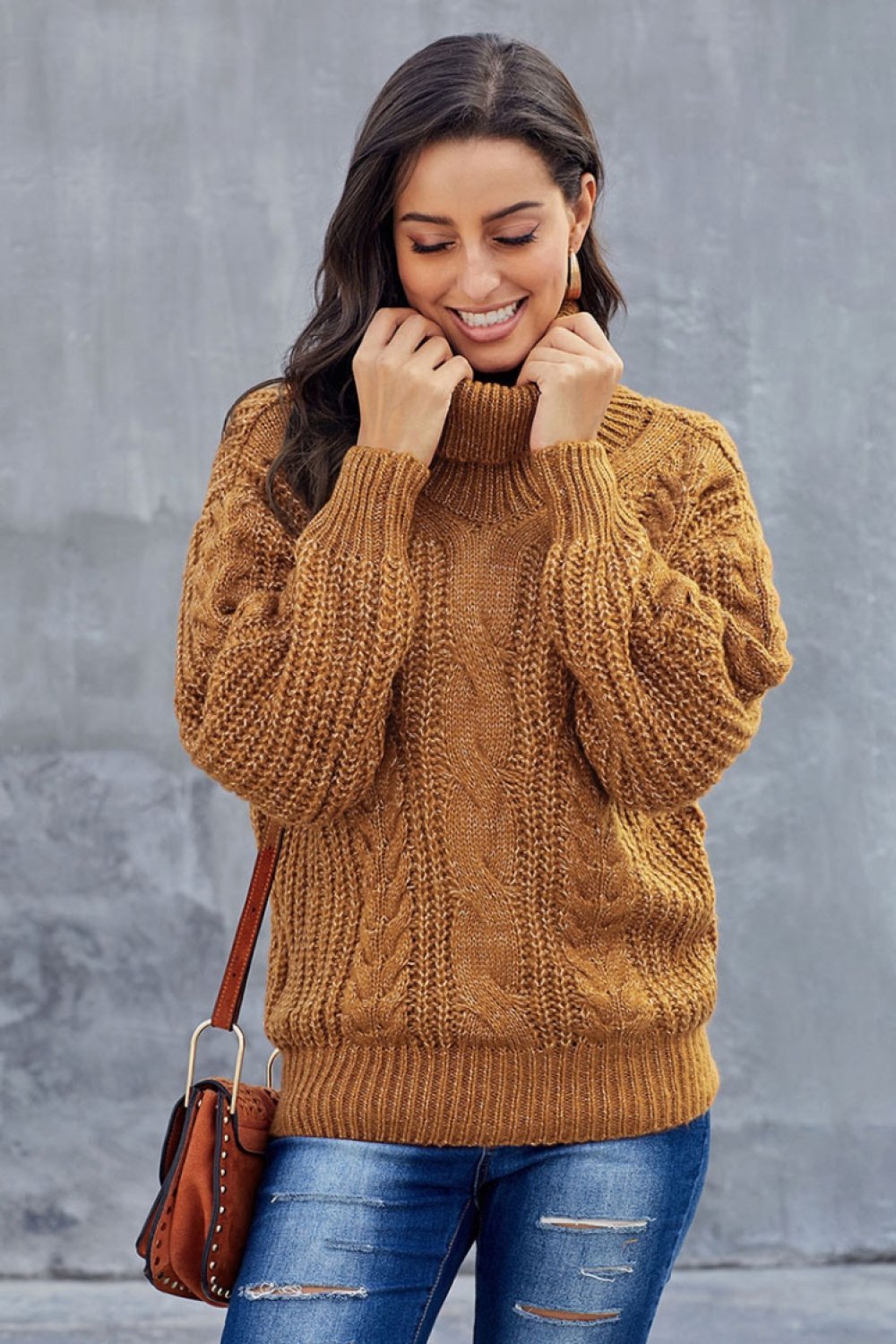 Cozy Braided Turtleneck Sweater for Women