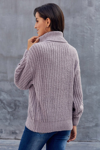 Cozy Braided Turtleneck Sweater for Women