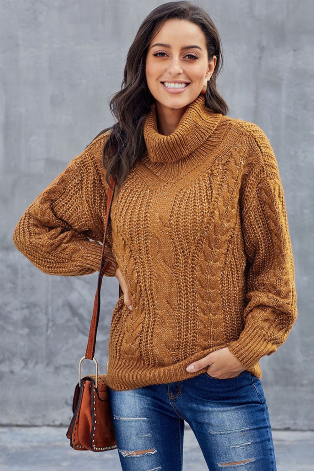 Cozy Braided Turtleneck Sweater for Women - OutfitLondon