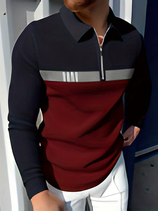 Vintage Zip Up Color Block Shirt - OutfitLondon