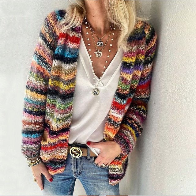 Colorful Women's Knit Cardigan - OutfitLondon