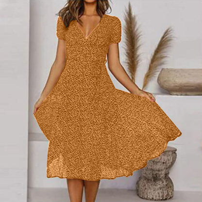 Elegant V-Neck Midi Dress for Women