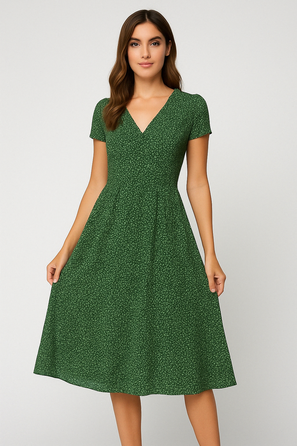 Elegant V-Neck Midi Dress for Women