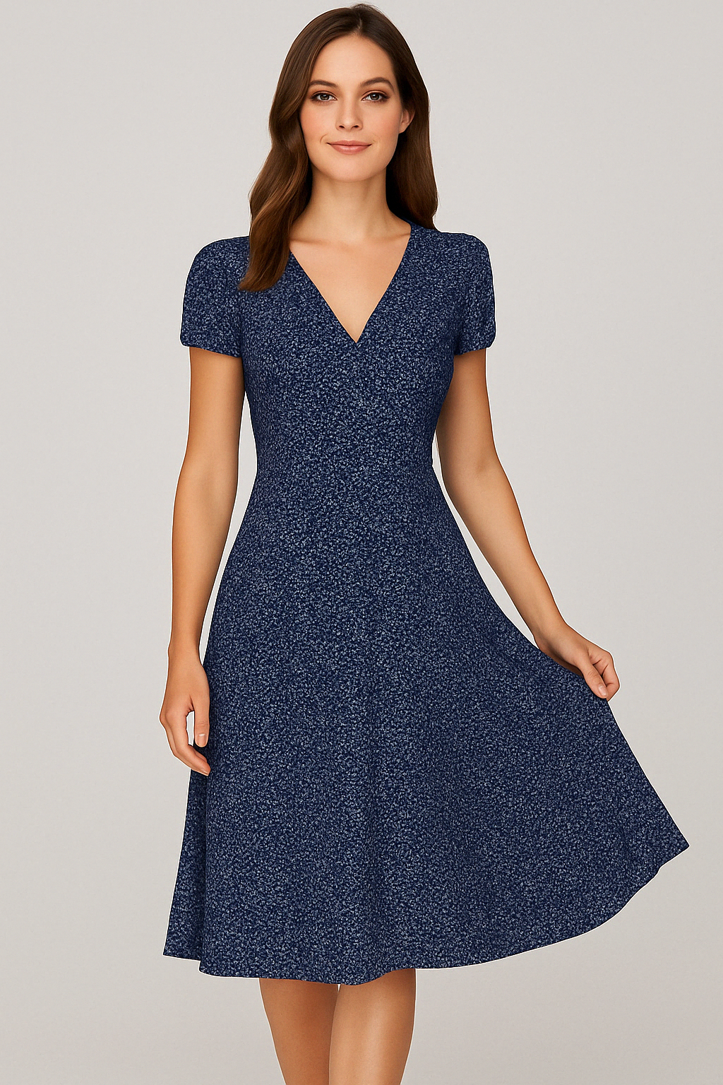 Elegant V-Neck Midi Dress for Women