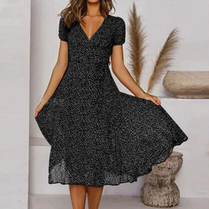 Elegant V-Neck Midi Dress for Women