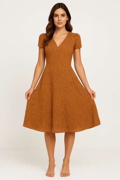 Elegant V-Neck Midi Dress for Women