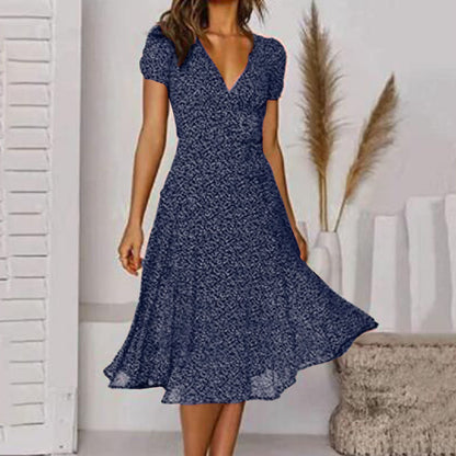 Elegant V-Neck Midi Dress for Women