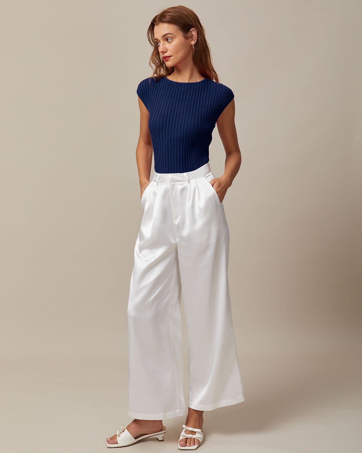 Cara | Ribbed Cap Sleeve Holiday Clothes Knit Tee