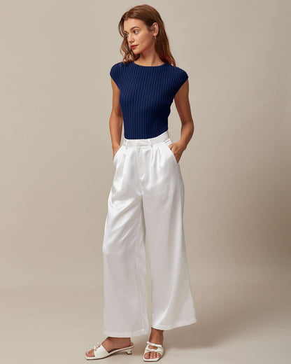 Cara | Ribbed Cap Sleeve Holiday Clothes Knit Tee