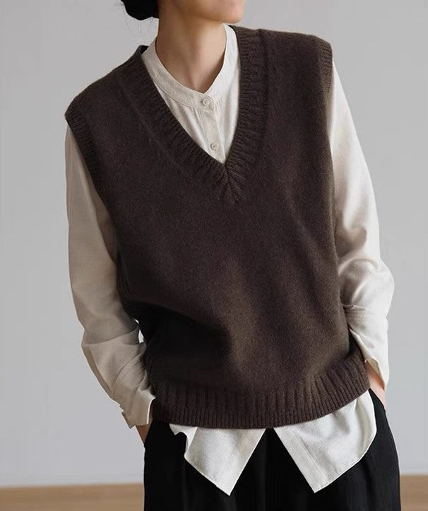 Comfy Open Neck Sleeveless Sweater Vest