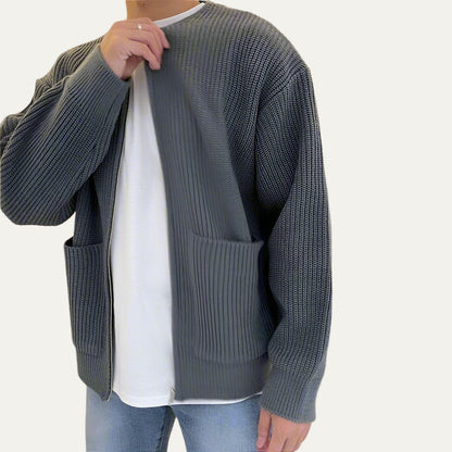 Men's Casual Crew Neck Zip Sweater