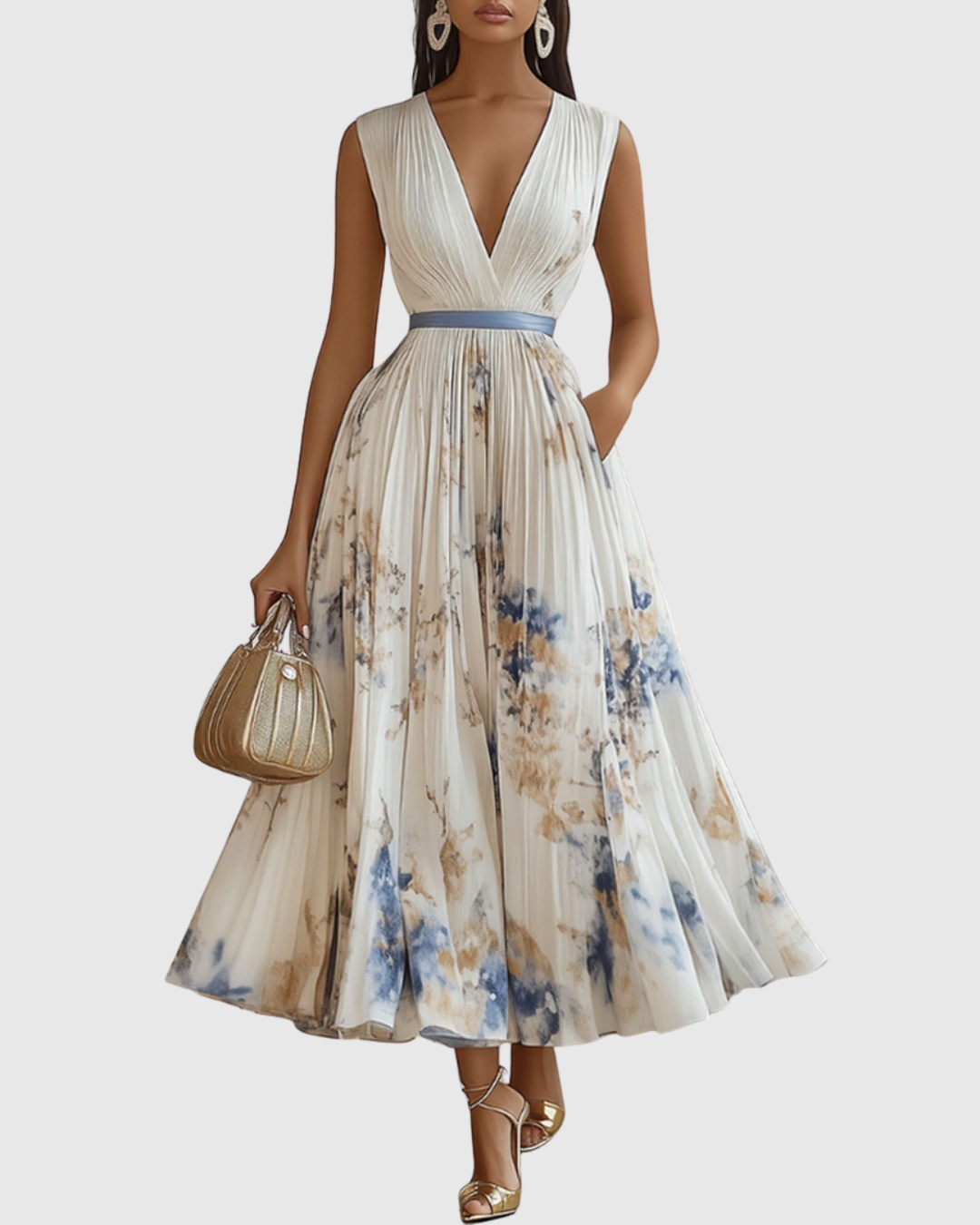 Chic Sleeveless Midi Summer Dress for Women - OutfitLondon