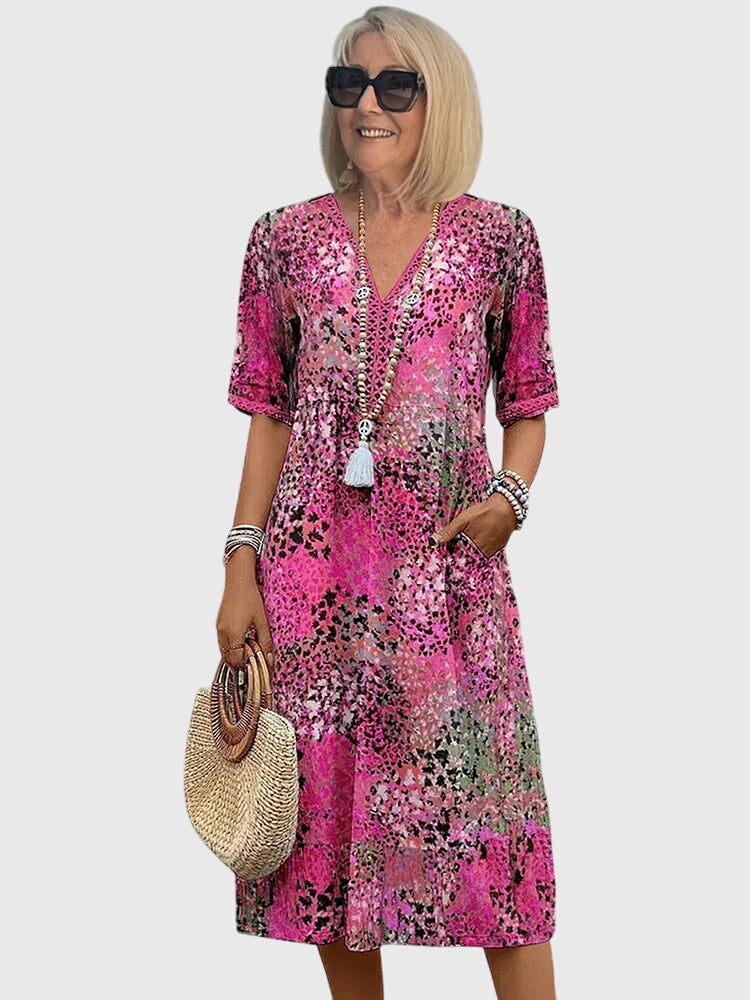 Casual Fit V-Neck Midi Dress for Women