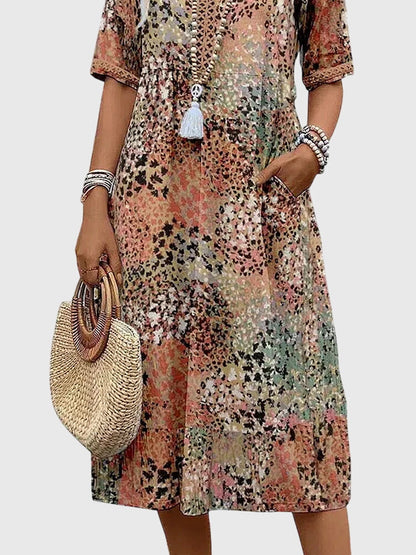 Casual Fit V-Neck Midi Dress for Women