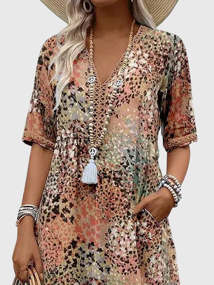 Casual Fit V-Neck Midi Dress for Women