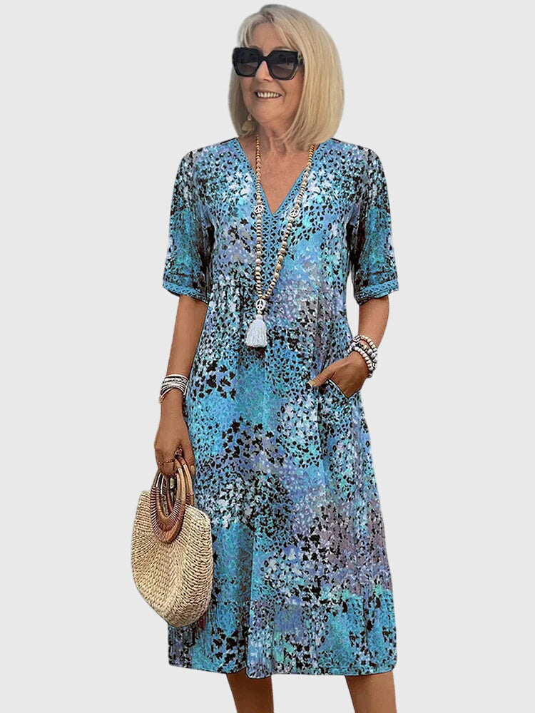 Casual Fit V-Neck Midi Dress for Women