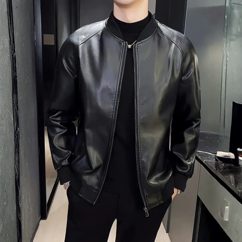 Relaxed Fit Biker Leather Jacket
