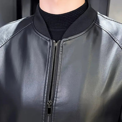 Relaxed Fit Biker Leather Jacket