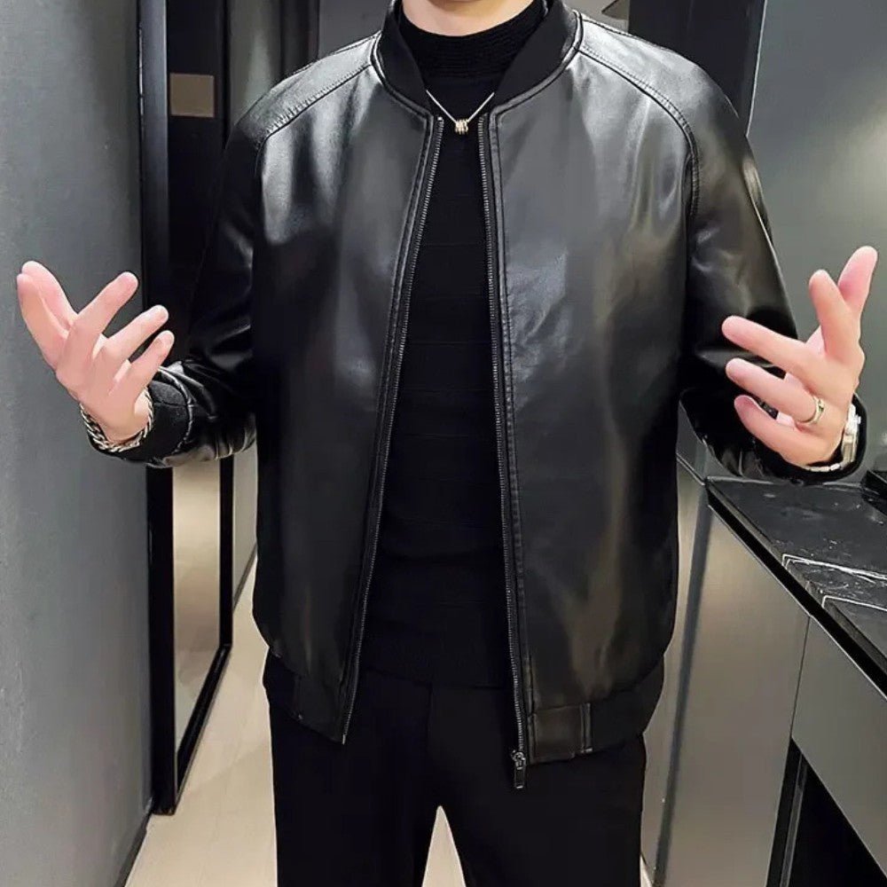 Relaxed Fit Biker Leather Jacket