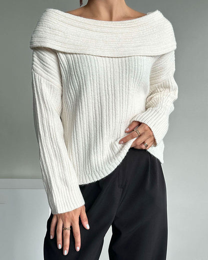 Relaxed Fit Off Shoulder Sweater