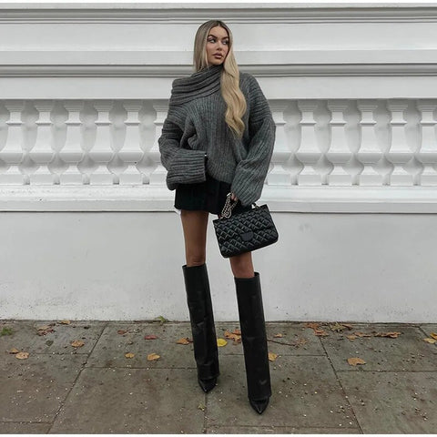 Relaxed Fit Off Shoulder Sweater