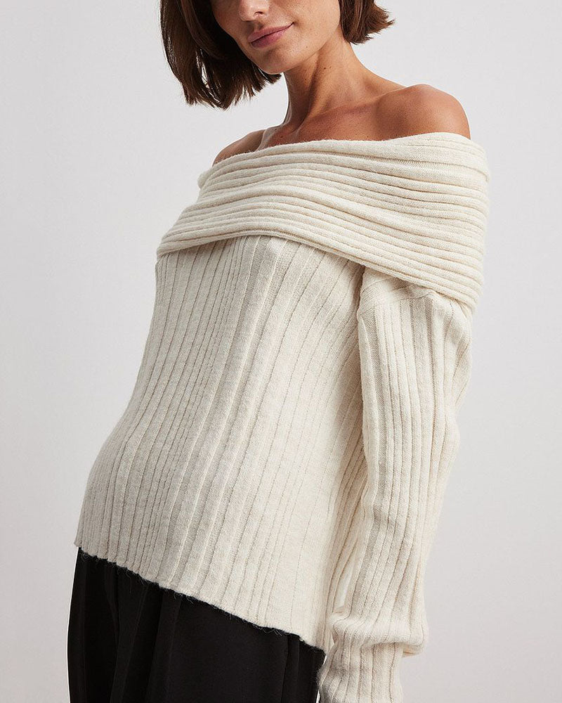Relaxed Fit Off Shoulder Sweater