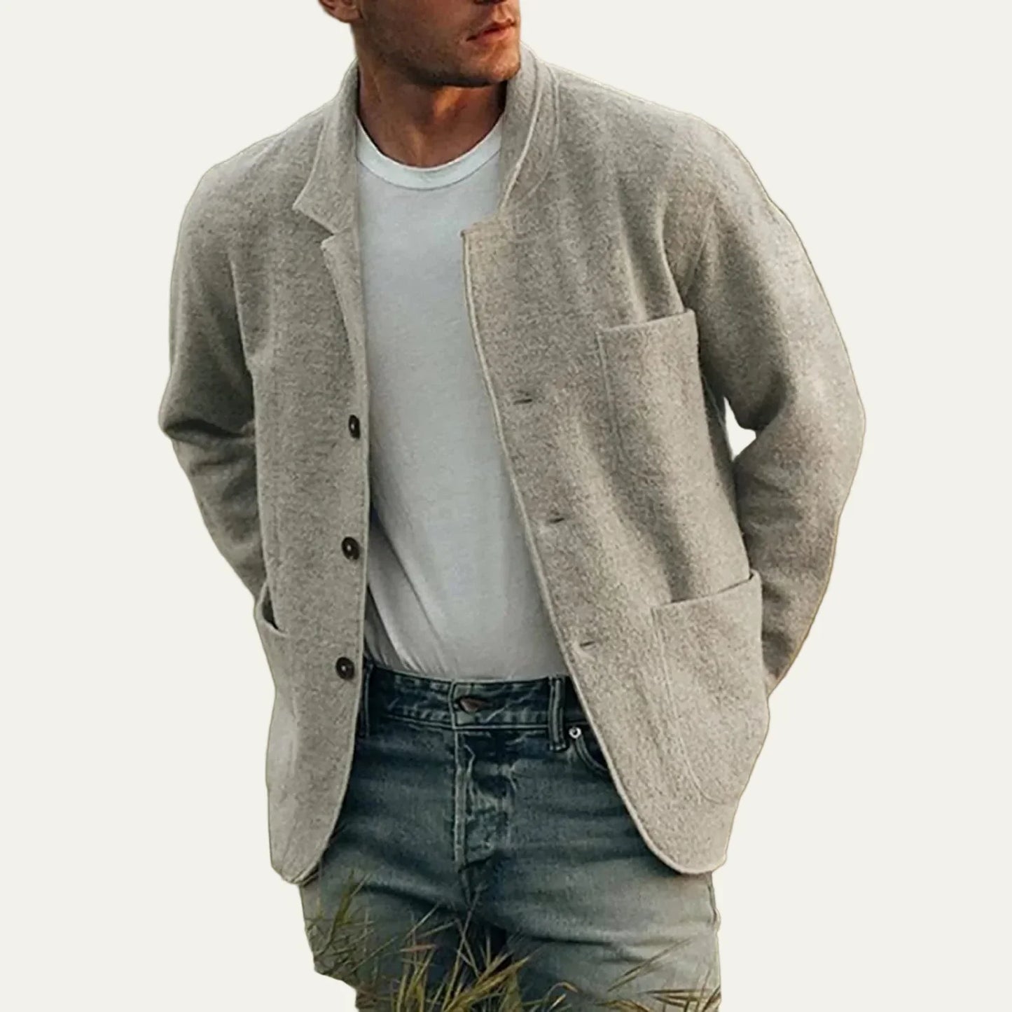 Men's Textured Zipper Sweater Jacket - OutfitLondon